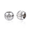 Tarnish Resistant 201 Stainless Steel Corrugated Beads STAS-S117-014B-3