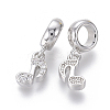 Brass Micro Pave Clear Cubic Zirconia European Dangle Charms X-ZIRC-G153-06P-2