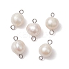 Natural Cultured Freshwater Pearl Connector Charms PALLOY-JF03090-01-1