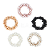 5Pcs 5 Colors Elastic Rubber Bands & Plastic Imitation Pearl Beaded Hair Ties for Ponytail Holders OHAR-DC0001-03-1