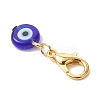 10Pcs Flat Round Handmade Evil Eye Lampwork Pendant Decorations HJEW-JM03489-05-5