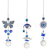 AHADEMAKER 3Pcs 3 Style Evil Eye Pendant Decorations HJEW-GA0001-26-1
