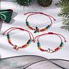 3Pcs 3 Styles Christmas Glass Braided Bead Bracelet Sets BJEW-JB10892-2