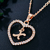Alloy Crystal Rhinestone Heart with Initial Pendant Necklaces WGD4CFD-24-1