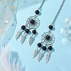 Woven Net/Web with Feather Alloy Pendant Decorations HJEW-JM02298-02-2
