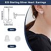 2 Pairs Hollow Heart Rhodium Plated 925 Sterling Silver Stud Earrings EJEW-BBC0001-33P-2