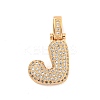 Brass Micro Pave Clear Cubic Zirconia Pendants KK-B099-01G-J-1