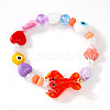 Summer Sweet Colorful Glass & Imitation Pearl Beaded Stretch Bracelets OM6102-1-1