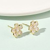 Flower Brass & ABS Plastic Pearl Stud Earrings EJEW-P336-07G-01-2