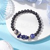 Natural Sodalite with Natural Lava Rock Beaded Stretch Bracelets for Women BJEW-JB11130-03-2