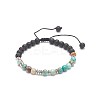 Natural Imperial Jasper(Dyed) & Lava Rock Braided Bead Bracelet BJEW-TA00188-03-1