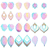 24Pcs 12 Style Ion Plating(IP) 201 Stainless Steel Filigree Big Pendants STAS-DC0005-75-1