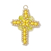 Glass Seed Beaded Cross Pendants PALLOY-MZ00826-05-1