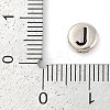 925 Sterling Silver Flat Round with Letter Beads STER-G044-01AS-J-3