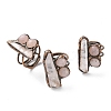 Nuggets Natural Quartz Crystal & Rose Quartz Adjustable Rings RJEW-A041-04R-1