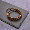 Natural Tiger Eye Braided Bead Bracelet BJEW-SW00001-11-4