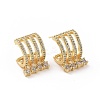 Clear Cubic Zirconia Arch with Diamond Dangle Stud Earrings EJEW-C040-02G-2
