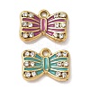 304 Stainless Steel Crystal Rhinestone Bowknot Charms STAS-G362-11G-1
