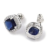 Brass Pave Cubic Zirconia Square Stud Earrings for Women EJEW-I304-21P-09-2