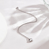 1Pc Heart 304 Stainless Steel Charm Bracelets BJEW-LP0001-14-3