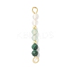 Faceted Round Natural Quartz Crystal & Green Aventurinee & Malachite Beaded Connector Charms PALLOY-JF03530-06-1