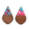 Transparent Resin and Walnut Wood Pendants RESI-T057-06K-2