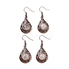 Natural Rose Quartz Teardrop Dangle Earrings EJEW-B055-02R-19-1