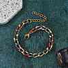 304 Stainless Steel Twisted Curb Chain Bracelets for Women BJEW-F488-10G-3