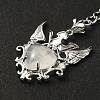 Natural Quartz Crystal Heart with Wing Pendant Keychain G-Z033-04P-03-2