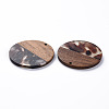Transparent Resin & Walnut Wood Pendants RESI-T035-35E-3
