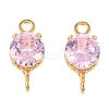 Brass Pave Cubic Zirconia Flat Round Connector Charms KK-P347-01G-02-2