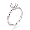Rhodium Plated 925 Sterling Silver Engagement Solitaire Adjustable Ring Settings STER-T008-17P-1