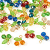 28Pcs 7 Colors Trabsparent Glass Pendants PALLOY-TAC0187-2