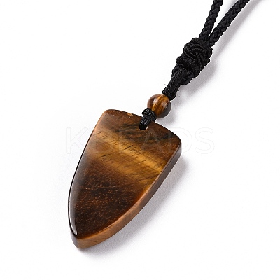 Natural Tiger Eye Sailor's Knot Pendant Necklace with Nylon Cord for Women NJEW-E091-02B-1