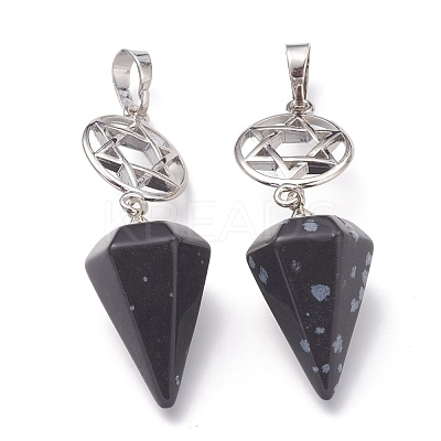 Natural Snowflake Obsidian Pendants G-O194-04-1