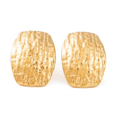 Ion Plating(IP) Rectangle 304 Stainless Steel Stud Earrings for Women EJEW-L272-017G-1