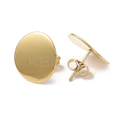 Ion Plating(IP) 304 Stainless Steel Flat Round Stud Earrings for Women EJEW-I285-12G-1