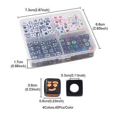 160Pcs 4 Styles Craft Acrylic Beads MACR-YW0002-74-1