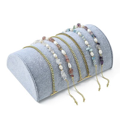 Wooden Half Round Jewelry Bracelet Displays BDIS-L001-07C-1