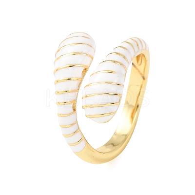 Brass Enamel Cuff Open Rings for Women RJEW-A098-01G-03-1