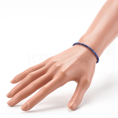 Faceted Rondelle Natural Lapis Lazuli Bead Stretch Bracelets BJEW-JB06383-08-1