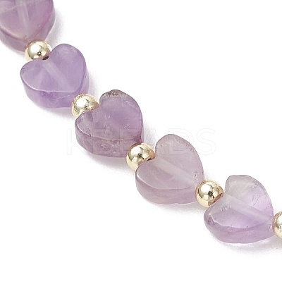 Heart Natural Gemstone & Stainless Steel Beads Stretch Bracelets for Women BJEW-JB13347-1