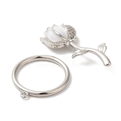 Brass Micro Pave Clear Cubic Zirconia Toggle Clasps KK-A227-20P-1