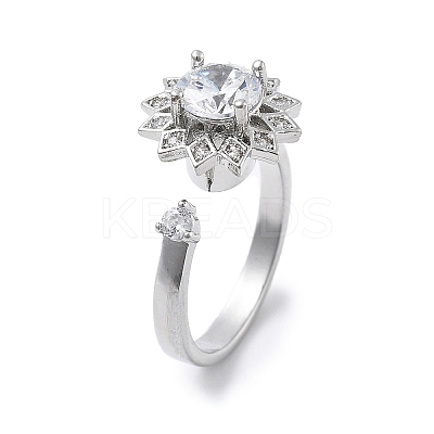 Sunflower Rotatable Open Cuff Rings for Women LS-RJEW-S402-13P-1