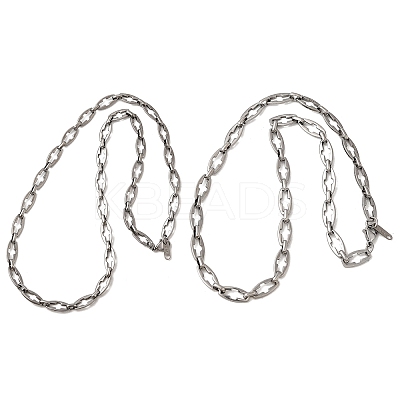 2Pcs 2 Styles 304 Stainless Steel Cross Link Chain Necklaces for Couple NJEW-JN05431-1