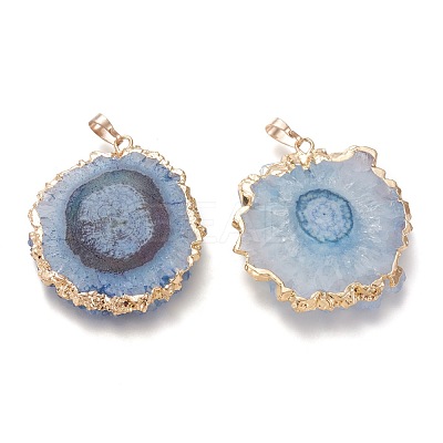 Dyed Natural Druzy Solar Quartz Crystal Pendants G-F693-01J-G-1