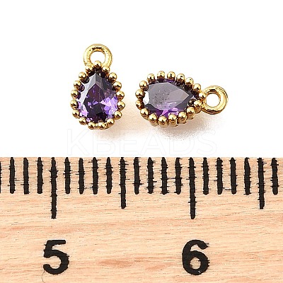 Brass Pave Cubic Zirconia Pendants KK-V011-21G-1