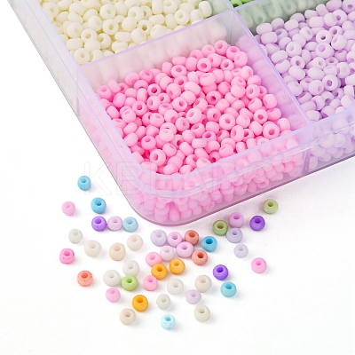 5250Pcs 15 Colors 8/0 Opaque Frosted Glass Seed Beads SEED-YW0001-74-A-1