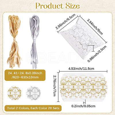 40Sets 2 Colors Hot Stamping Pillow Cardboard Paper Printed Candy Boxes CON-BBC0001-13B-1