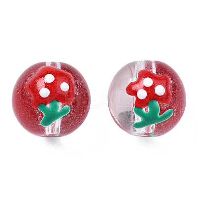 Transparent Glass Enamel Beads GLAA-N049-028-1